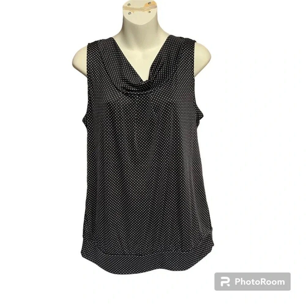The Limited size large black/white polka dot sleeveless top very stretchy